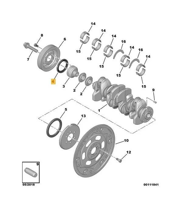 Reten de cigueñal delantero 1614085980 THP/PURETECH/EP6