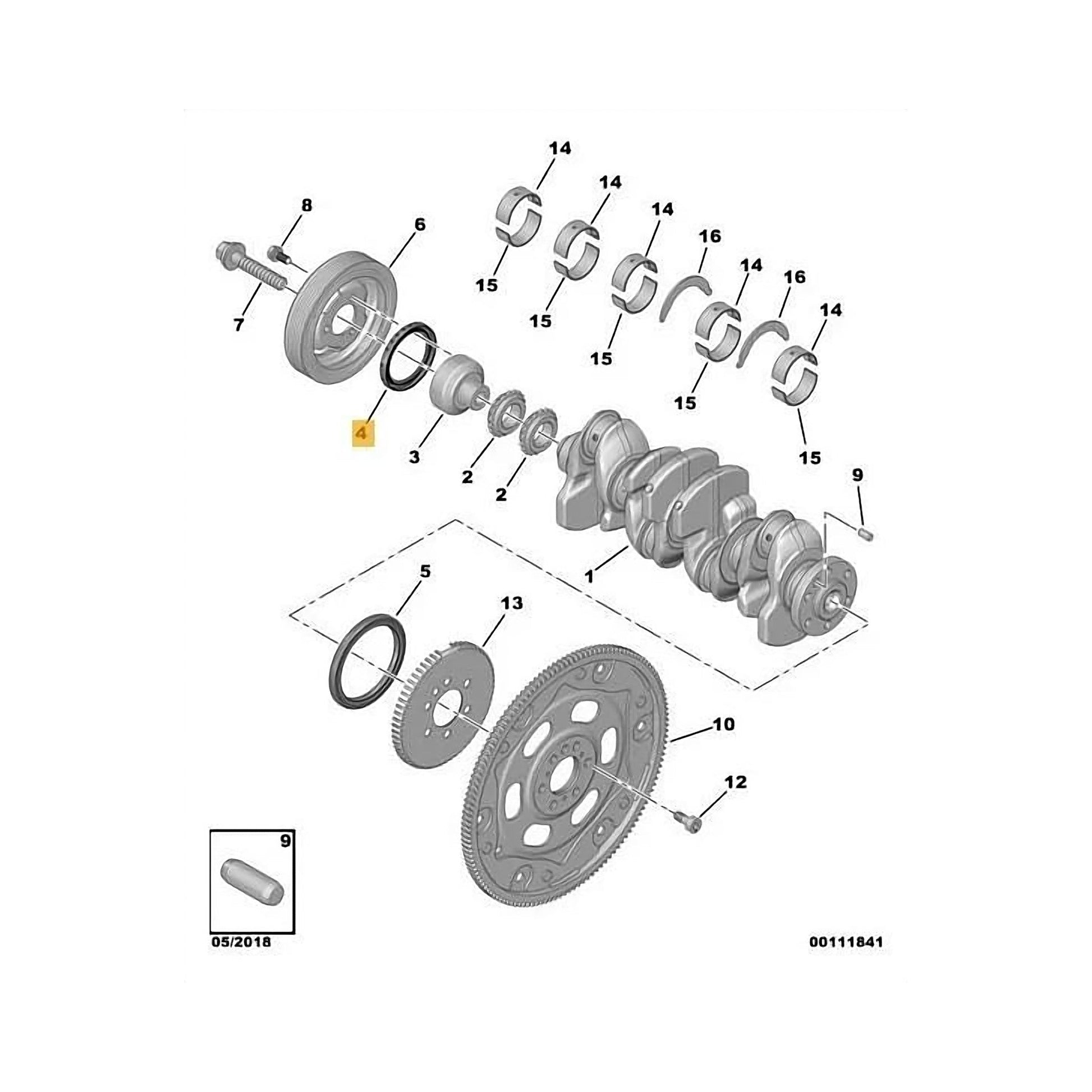 Reten de cigueñal delantero 1614085980 THP/PURETECH/EP6